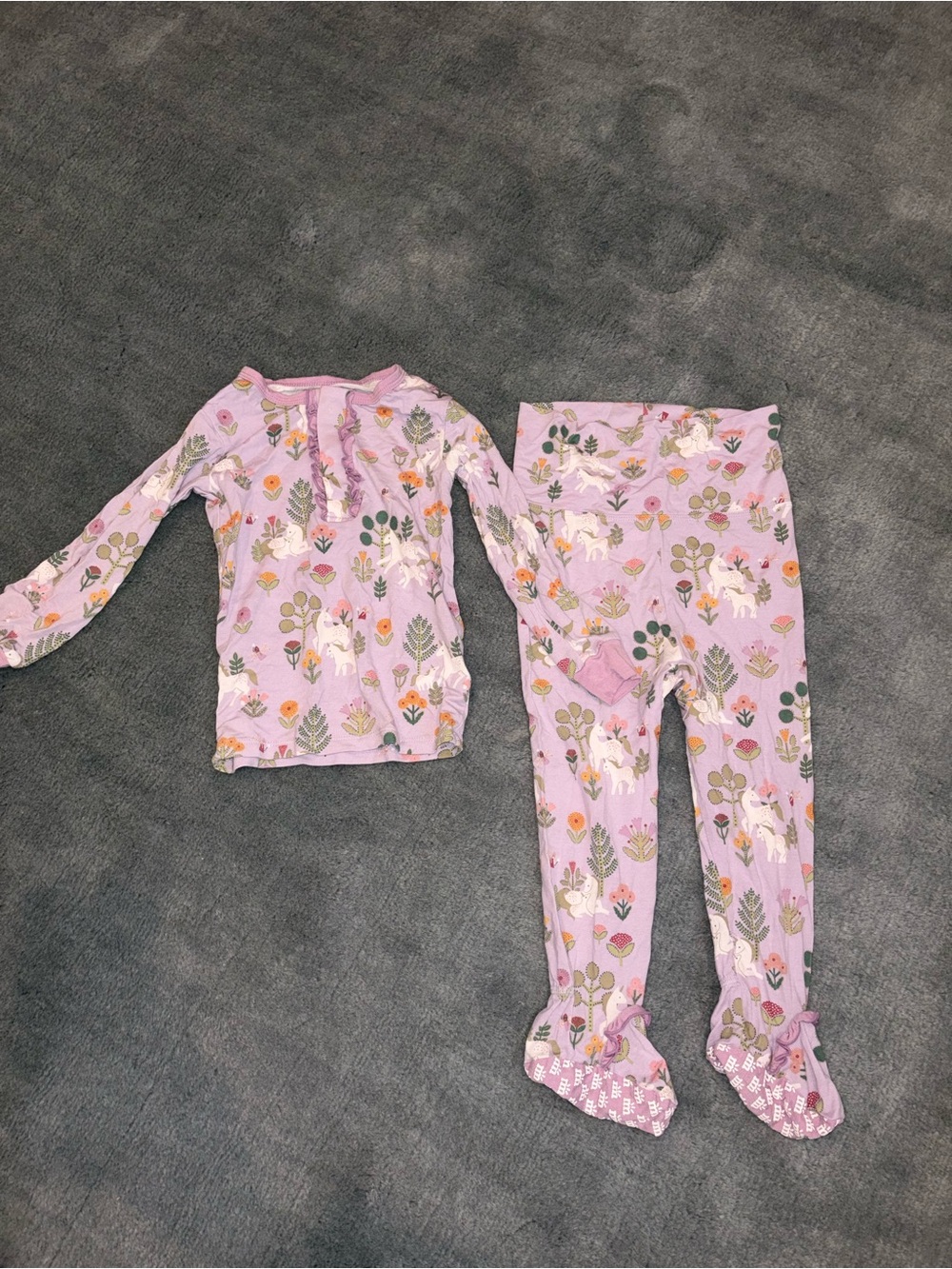 Magnetic Me - Lilac Floral Unicorn Kids Pajama Set